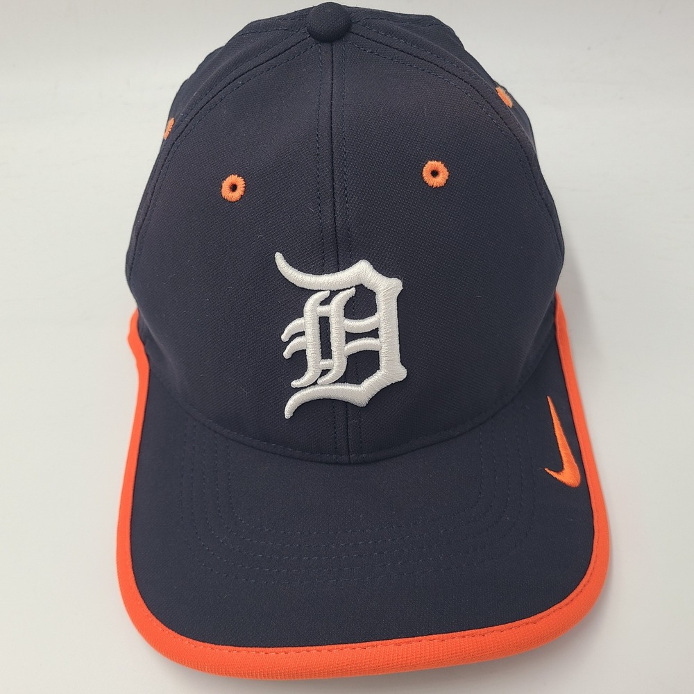Detroit Tigers Hat Adjustable Nike Blue Orange MLB Legacy91 Dri-Fit Logo Men